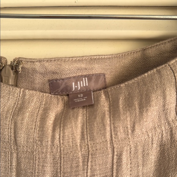 J. Jill tan/gold Midi pleated summer Skirt - Picture 2 of 7